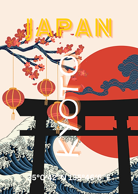 Japan Travel Poster, Kyoto Japan Travel Art, Retro Travel Art
