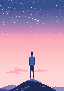 Man Gazing at Night Sky