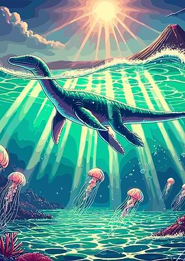 Plesiosaur Underwater