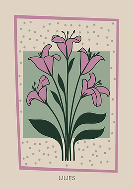 Pink Lily Bouquet Mid Century