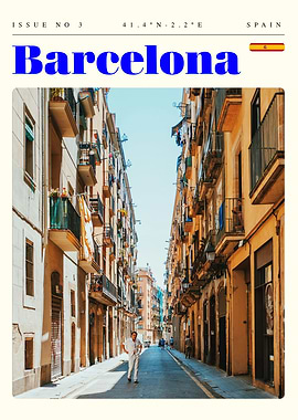 Barcelona Spain Travel Art Poster