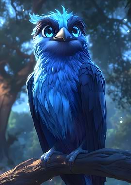 Blue Bird in Forest Animal