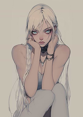 Anime Girl with White Hair