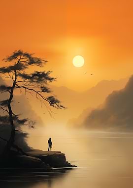 Asia Silhouette at Sunset