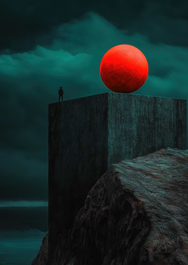 Red Sphere on a Cliff