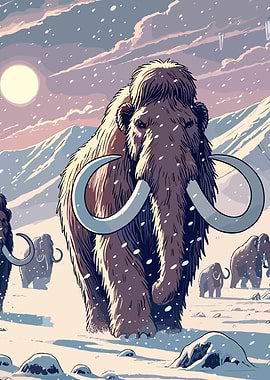 Woolly Mammoth in Snow
