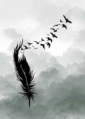 Feather and Birds Abstract Art
