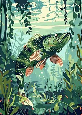 Pike Fish Underwater