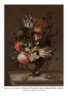 Still Life with Flowers and Frog