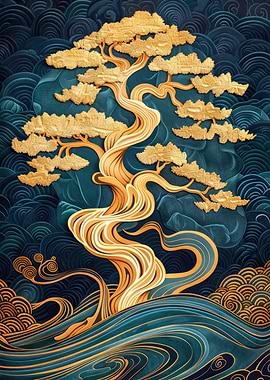 Golden Bonsai Tree Art
