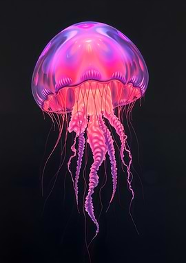 Pink Jellyfish on Black