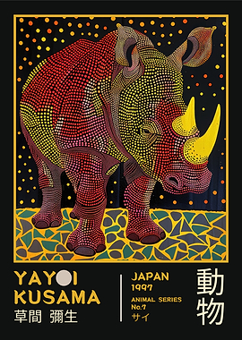 Yayoi Kusama Rhino No.7 Exhibition Poster