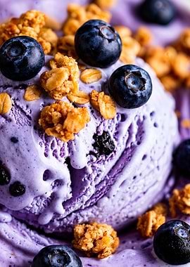 Blueberry Ice Cream with Granola
