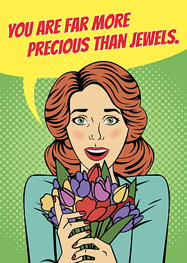 Pop Art Woman with Flowers