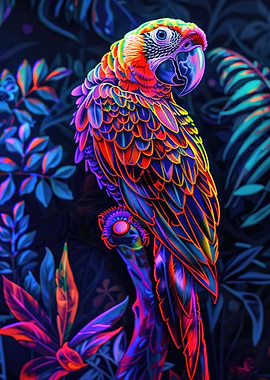 Neon Parrot in Jungle