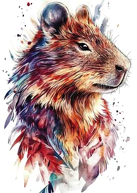 Capybara Watercolor Portrait