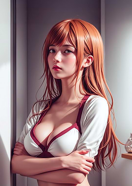 Anime Girl in White and Red