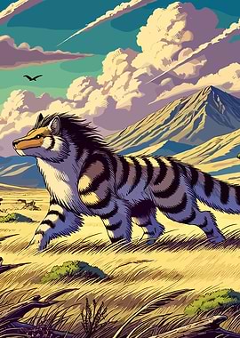 Striped Creature in Grassland