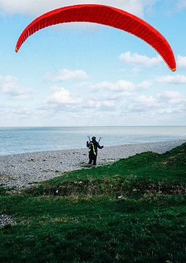 Paraglider On The Coast