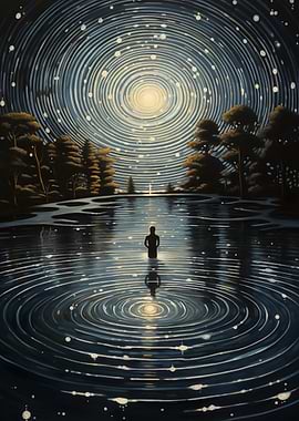 Silhouette in Starry Night