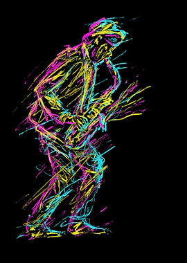 Neon saxophone scribbleart