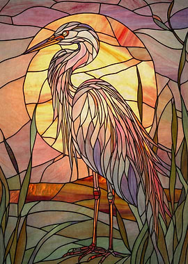 Stained Glass Heron