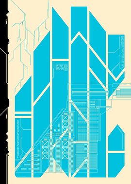 Cyan Abstract Sloped Megabuilding