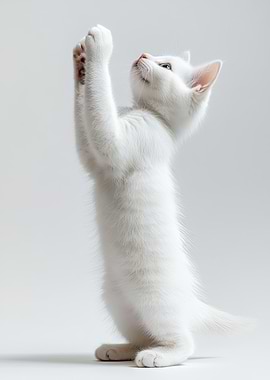 White Kitten Standing Tall