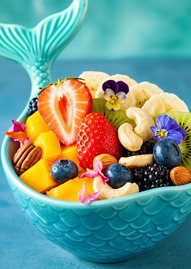 Fruit Salad in Mermaid Bowl