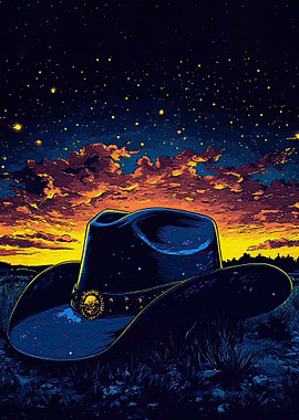 Cowboy Hat Under Stars