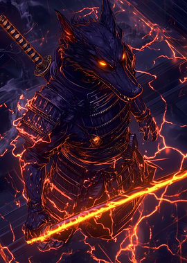 Fiery Crocodile Samurai Animal