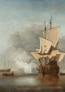 Sailing Ship with Smoke