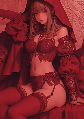 Red Lace Lingerie Anime Girl