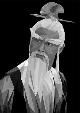 Low Poly Asian Man Portrait