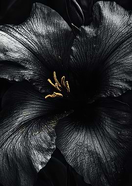 Black Flower with Gold