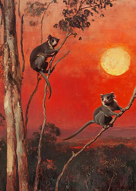 Two Possums at Sunset