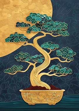 Gold Bonsai Tree Art