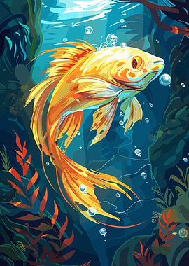 Golden Fish Underwater