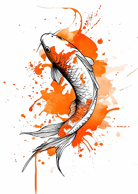 Koi Fish Watercolor Art