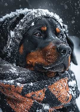Rottweiler in Winter