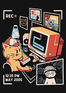 Cat Gamer Retro