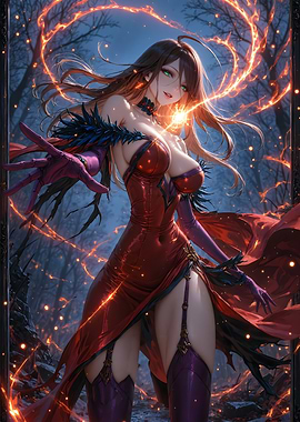 Fiery Anime Sorceress