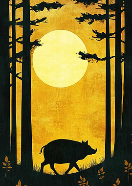 Silhouette of a Boar
