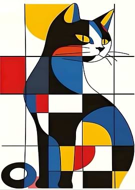 Geometric Cat Art