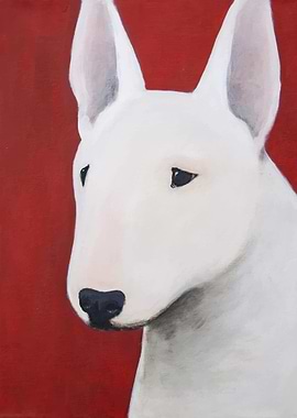 White Bull Terrier Painting