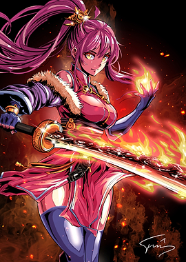Fiery Anime Warrior