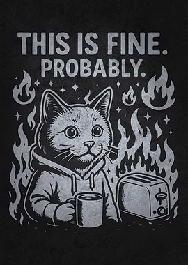 This Is Fine. Probably. – Funny Fire Cat Chaos