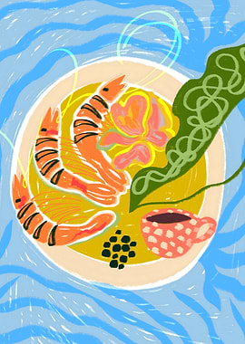 Tiger Prawns | Shrimp Platter Sea Food Painting