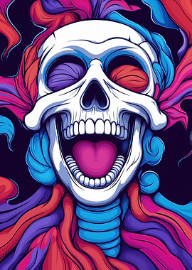 Smiling Skull with Swirls