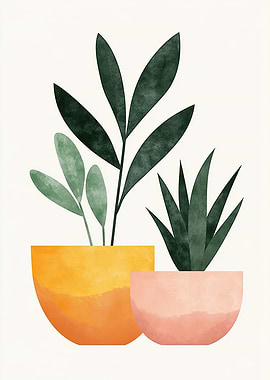 Watercolor Plant Pots
